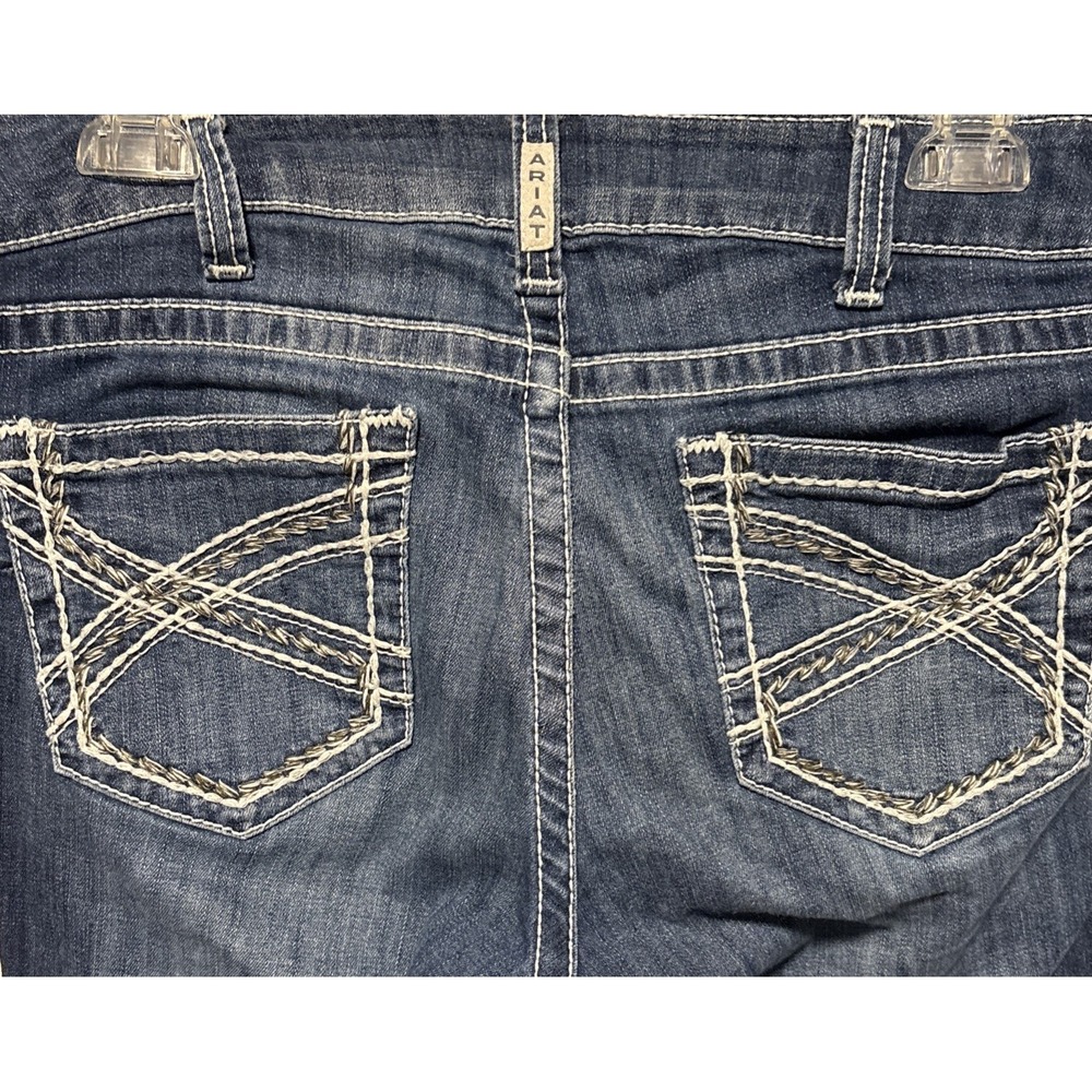 Ariat Real Denim Jeans Women's 32Rx28 Blue Marine Mid Rise Boot Cut Entwined